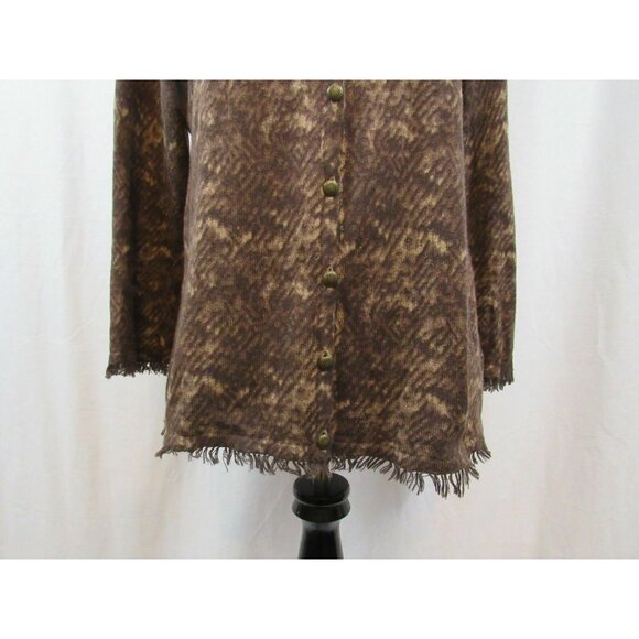 Coldwater Creek Brown Cotton/Cashmere Blend Fringe Light Cardigan M 10 12 - Picture 3 of 6